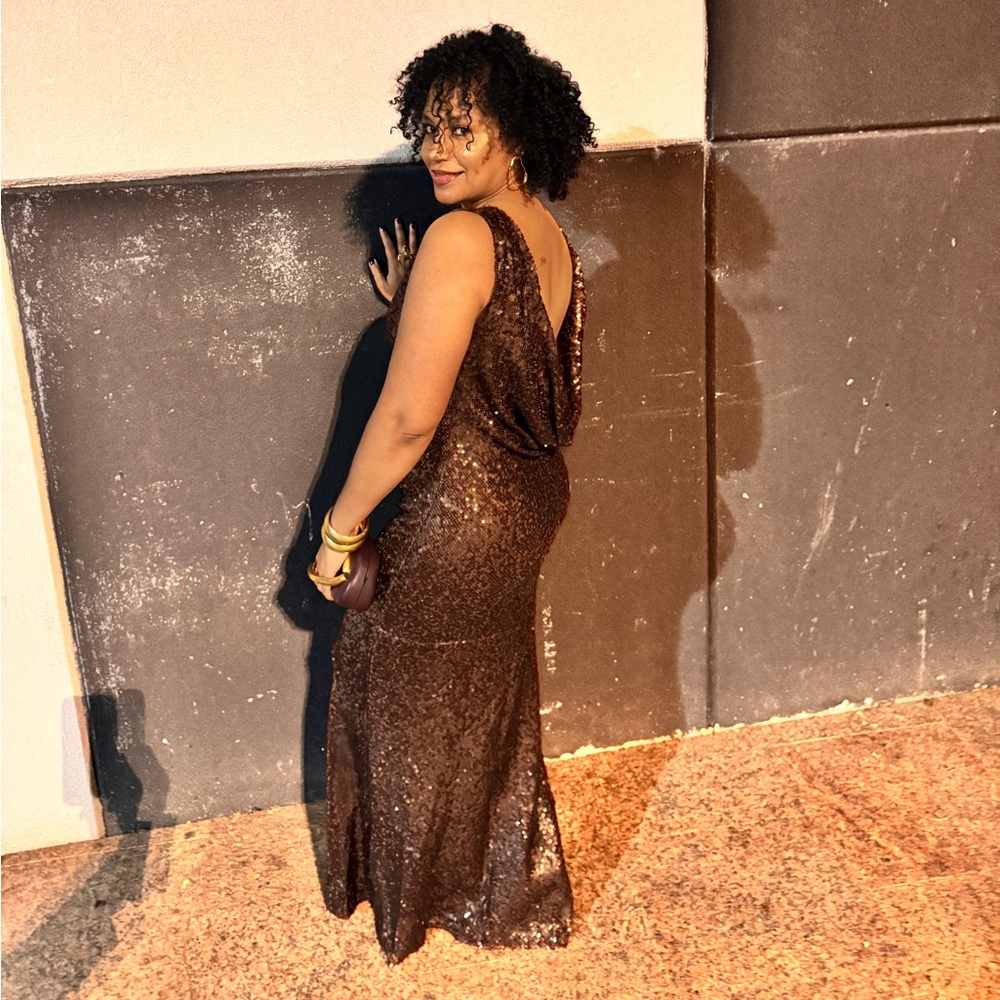 BOOHOO Cowl Back Maxi Fit & Flare Evening Gown